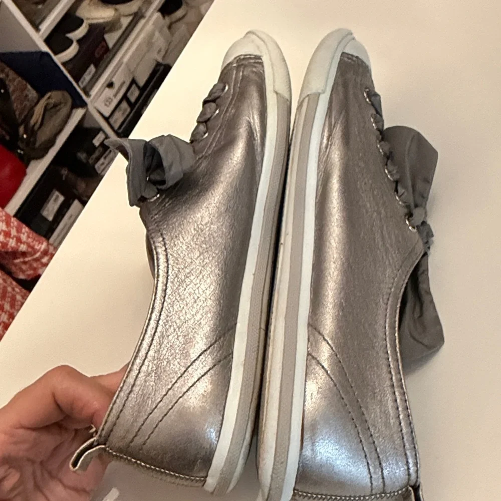 Prada Women's Metallic Silver Lace Up  Sneakers - Picture 8 of 10